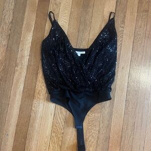 Jonathan Simkhai Sequin Bodysuit with adjustable v neck
